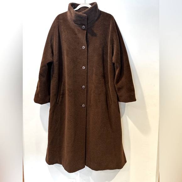 Hilary Radley Women's Vintage Long Brown Button Front Jacket - Picture 3 of 8